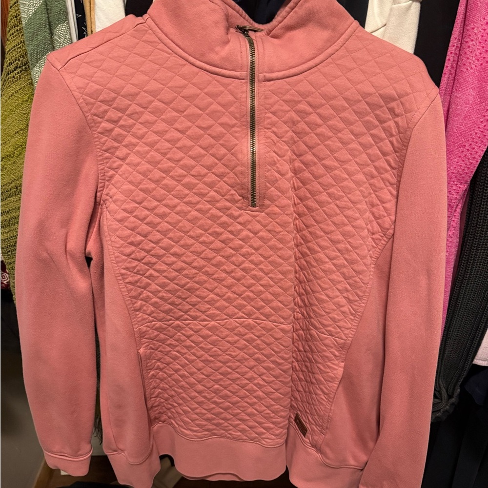 ll bean Pink Quilted Pullover half zip